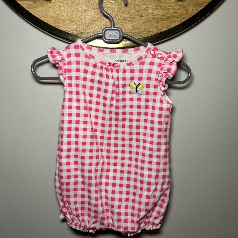 5 For $30 Carter's Pink Gingham Baby Romper